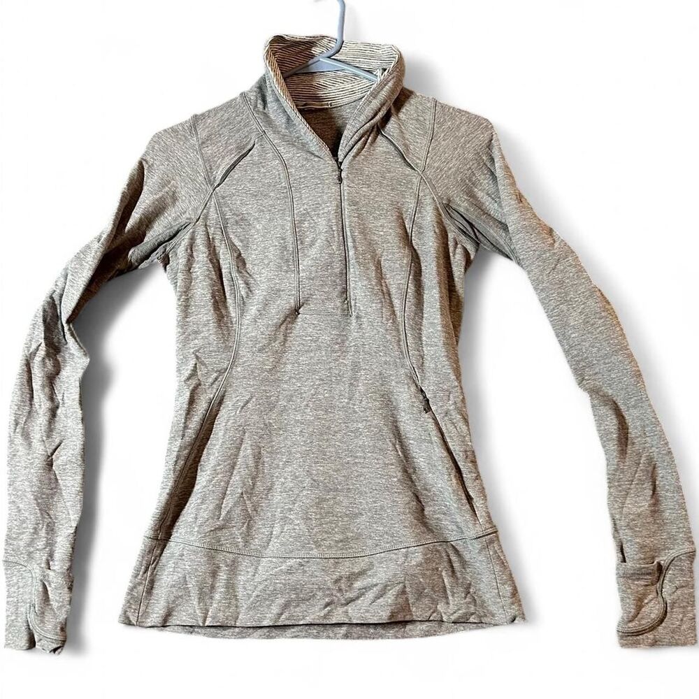Lululemon Think Fast Pullover Heather Slate Size 6 STAIN